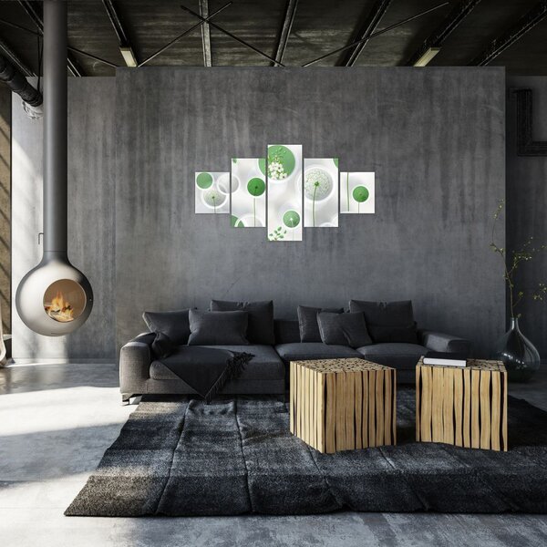 Obraz - Kwiaty w kółkach (125x70 cm)