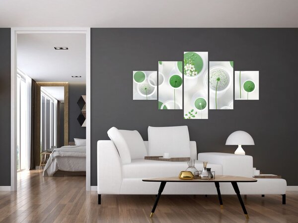 Obraz - Kwiaty w kółkach (125x70 cm)