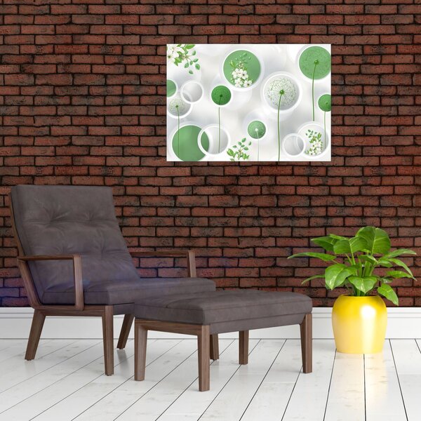Obraz - Kwiaty w kółkach (70x50 cm)