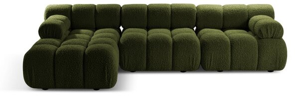 Zielony narożnik modułowy z materiału bouclé (lewostronny) Bellis – Micadoni Home