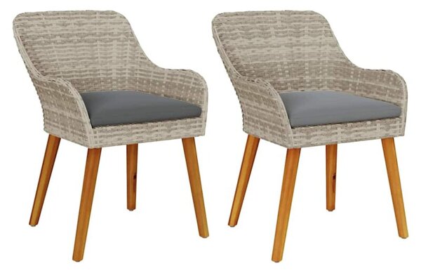 Krzesło ogrodowe 2 szt. jasnoszary 62,5 x 55 x 82 cm polirattan