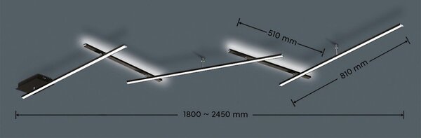 Lampa sufitowa LED ze ściemniaczem w kolorze matowej czerni 50x245 cm Indira – Trio