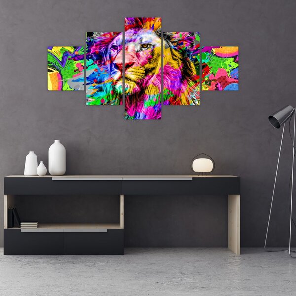Obraz - obraz 3D lwa (125x70 cm)