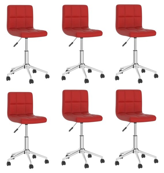 Obrotowe krzesła stołowe, 6 szt., winna czerwień, ekoskóra