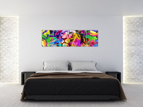 Obraz - obraz 3D lwa (170x50 cm)