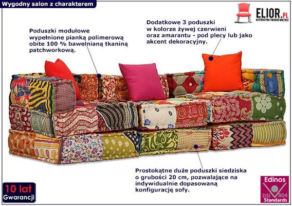 Modułowa patchworkowa sofa M5-N16