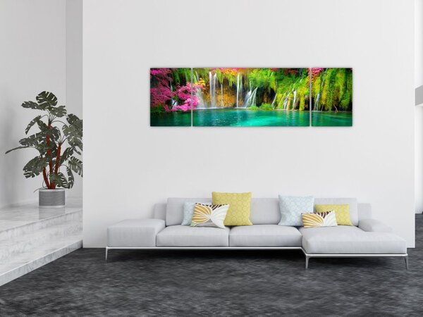 Obraz - Wodospad, Jeziora Plitwickie, Chorwacja (170x50 cm)