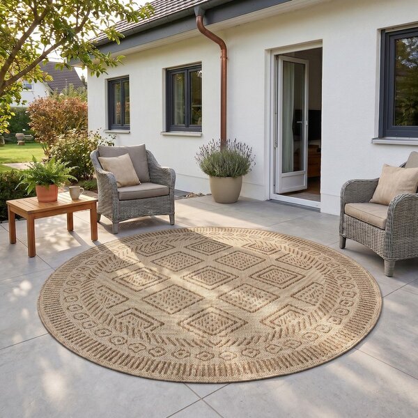 Beżowy okrągły dywan odpowiedni na zewnątrz ø 160 cm Mira 1452 – Ayyildiz Carpets