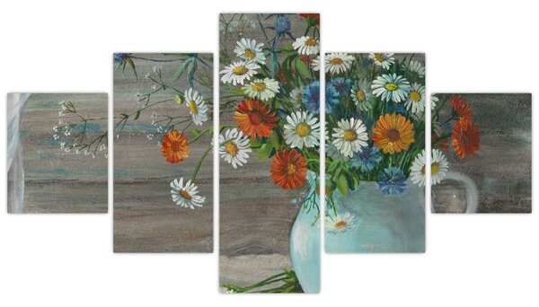 Obraz - Kwiaty polne, obraz olejny (125x70 cm)