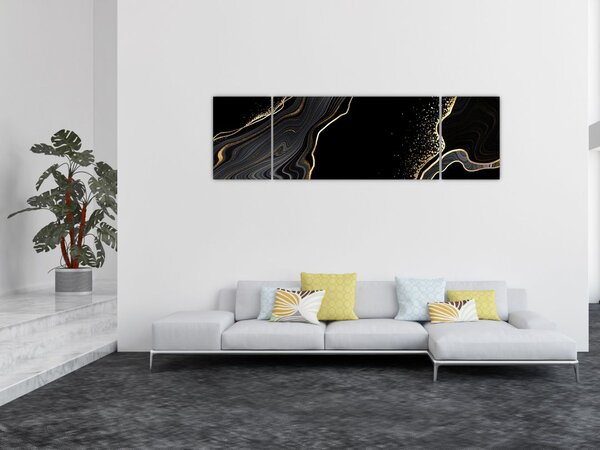 Obraz - Czarno - złoty marmur (170x50 cm)