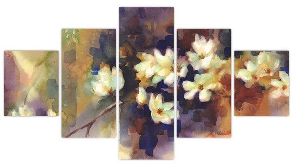 Obraz - Białe magnolie, malarstwo (125x70 cm)