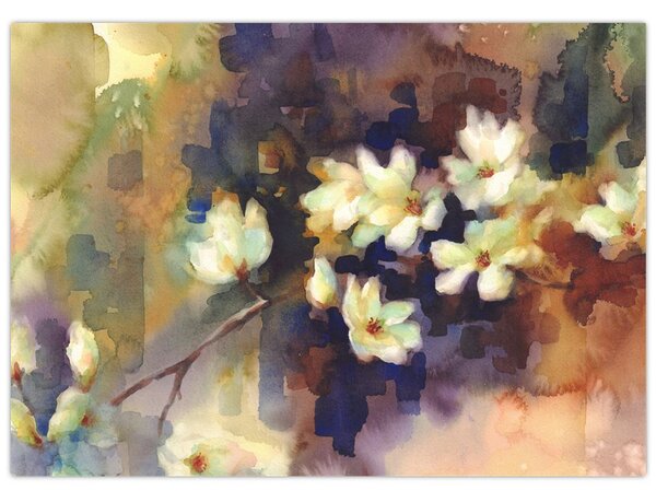 Obraz - Białe magnolie, malarstwo (70x50 cm)