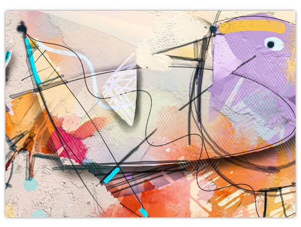 Obraz - Abstrakcja, ptaszek (70x50 cm)