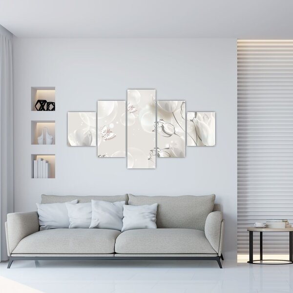 Obraz - Tulipany między bąbelkami (125x70 cm)