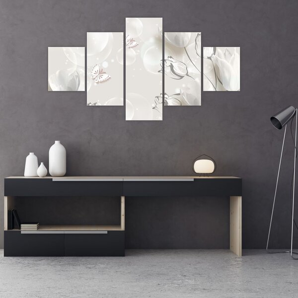 Obraz - Tulipany między bąbelkami (125x70 cm)