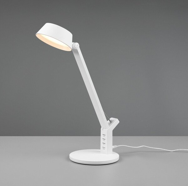 Lampa stołowa LED ze ściemniaczem w matowym białym kolorze (wysokość 40 cm) Ava – Trio