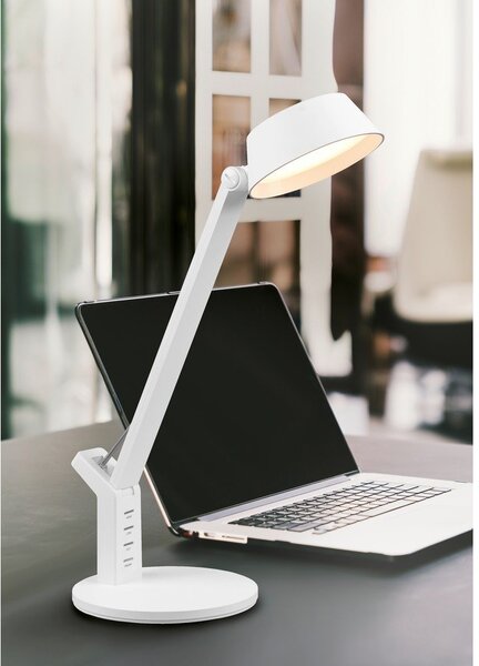 Lampa stołowa LED ze ściemniaczem w matowym białym kolorze (wysokość 40 cm) Ava – Trio