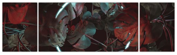 Obraz - Neonowe koło między palmami (170x50 cm)