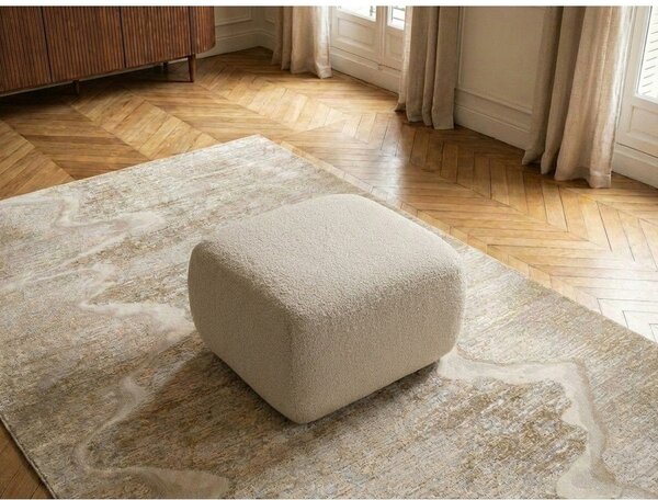Beżowy podnóżek z materiału bouclé Montaigne – Bobochic Paris