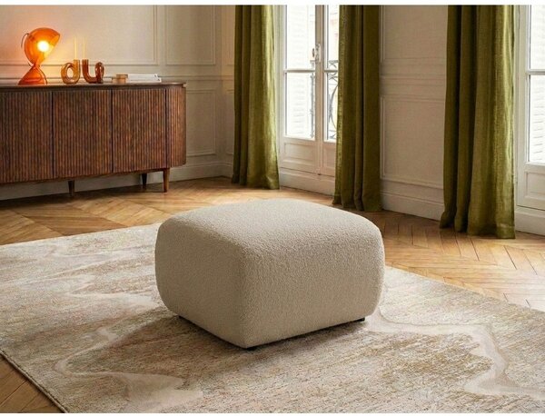 Beżowy podnóżek z materiału bouclé Montaigne – Bobochic Paris