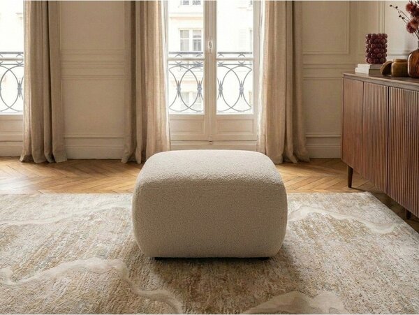 Beżowy podnóżek z materiału bouclé Montaigne – Bobochic Paris