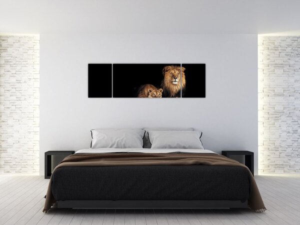 Obraz - Lew i lwica (170x50 cm)