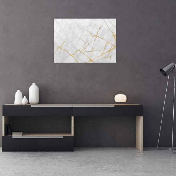Obraz - Biało - złoty marmur (70x50 cm)