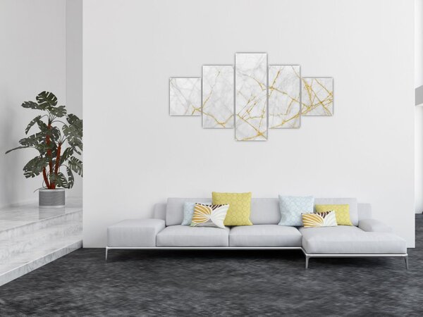 Obraz - Biało - złoty marmur (125x70 cm)