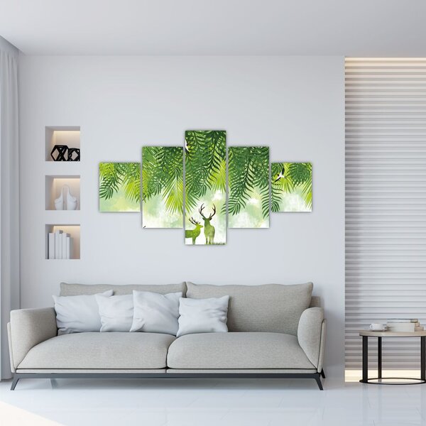 Obraz - Jeleń w lesie (125x70 cm)