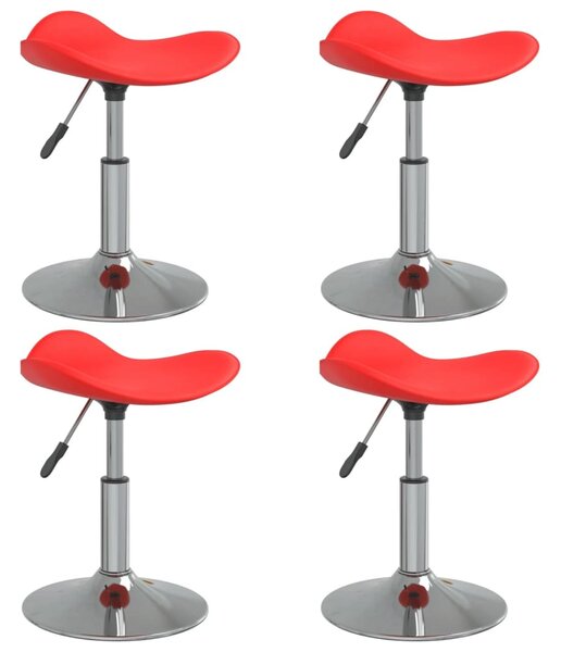 Krzesła stołowe, 4 szt., czerwone, chromowana stal i ekoskóra