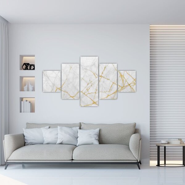 Obraz - Biało - złoty marmur (125x70 cm)