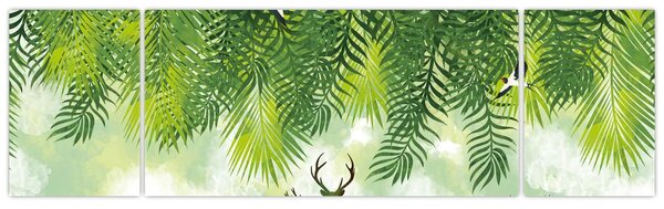 Obraz - Jeleń w lesie (170x50 cm)