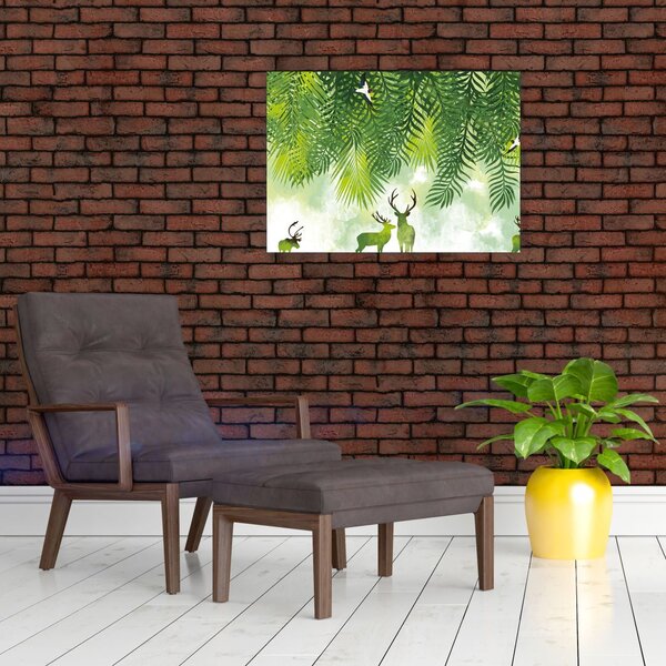 Obraz - Jeleń w lesie (70x50 cm)