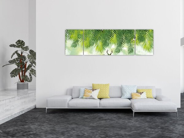Obraz - Jeleń w lesie (170x50 cm)