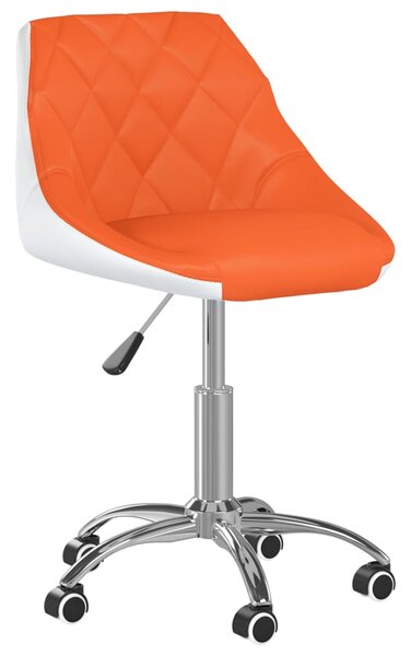 Obrotowe krzesło stołowe, pomarańczowo-białe, sztuczna skóra