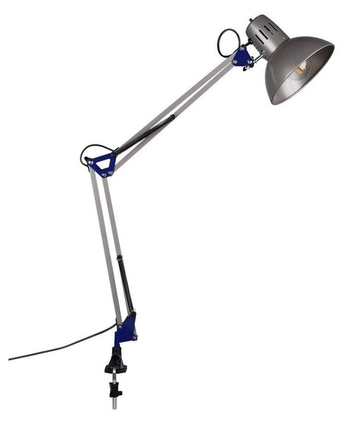 Lampa stołowa z elastyczną konstrukcją/z klipsem w kolorze srebra (wysokość 73,5 cm) Tajo – Trio