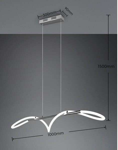 Metalowa lampa wisząca LED ze ściemniaczem w kolorze srebra Argos – Reality