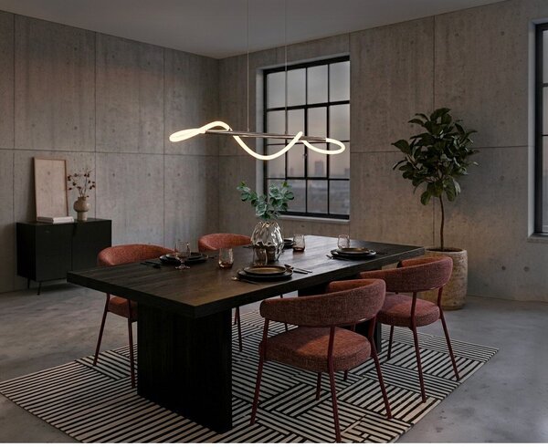 Metalowa lampa wisząca LED ze ściemniaczem w kolorze srebra Argos – Reality