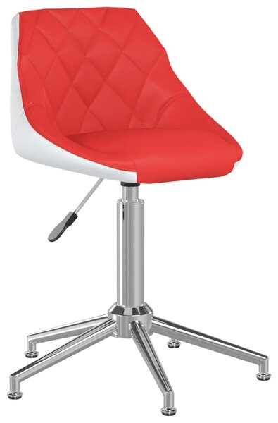 Obrotowe krzesło stołowe, czerwono-białe, sztuczna skóra