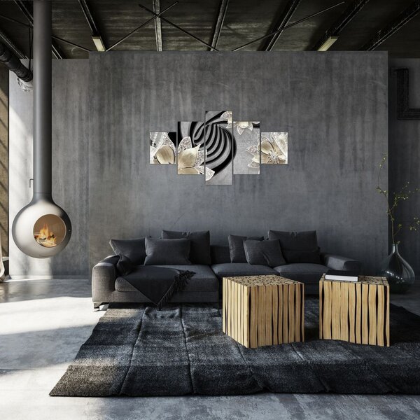 Obraz - 3D złote kwiaty (125x70 cm)