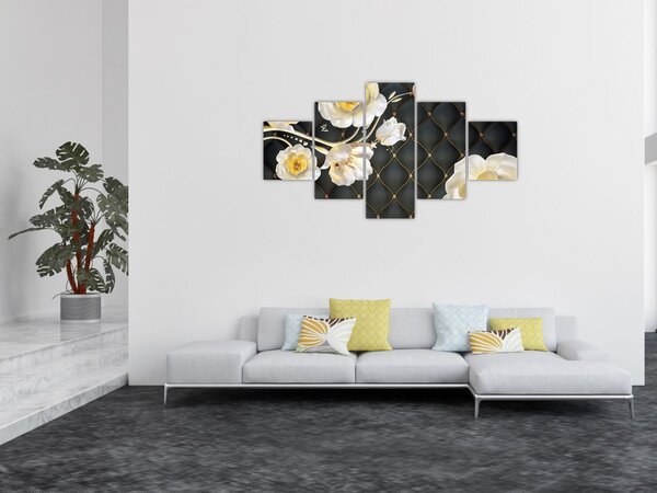 Obraz białych kwiatów róży (125x70 cm)
