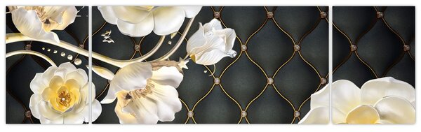 Obraz białych kwiatów róży (170x50 cm)
