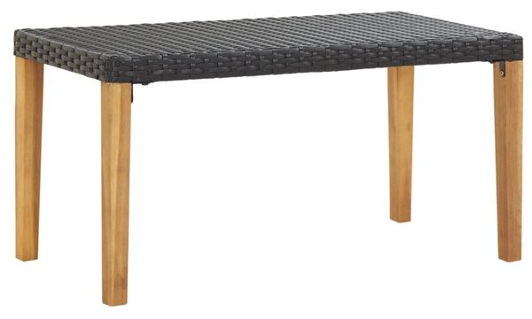 Ławka ogrodowa, 120 cm, czarna, polirattan i drewno akacjowe