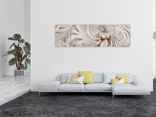 Obraz bogini z motywem kwiatowym (170x50 cm)