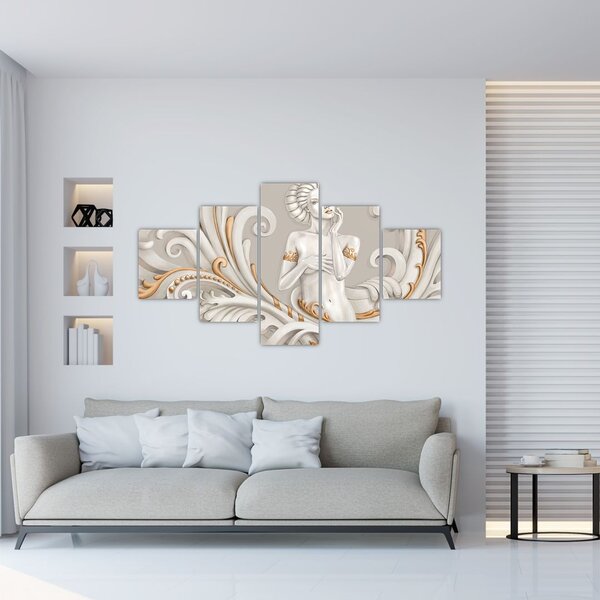 Obraz bogini na ozdobnym tle (125x70 cm)