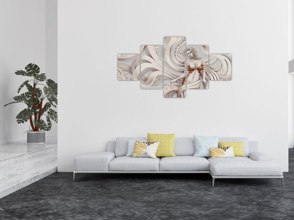 Obraz bogini z motywem kwiatowym (125x70 cm)