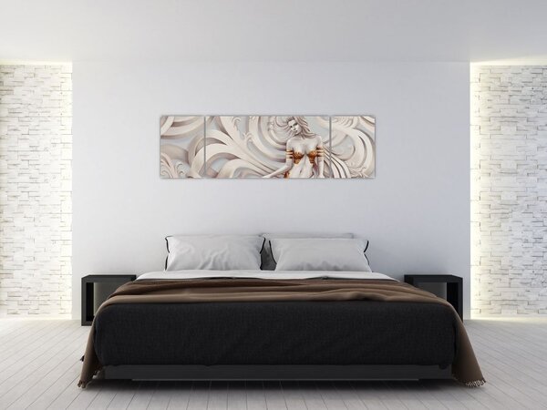 Obraz bogini z motywem kwiatowym (170x50 cm)