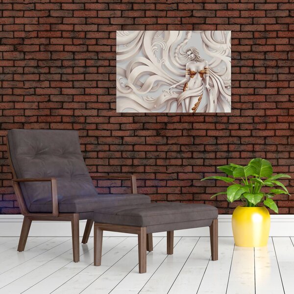 Obraz bogini z motywem kwiatowym (70x50 cm)