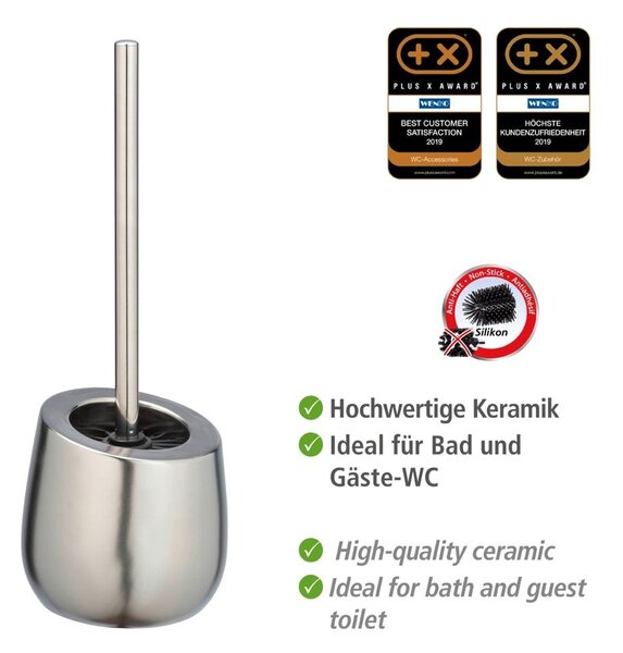 Szczotka do WC ceramiczna w kolorze matowego srebra Badi – Wenko