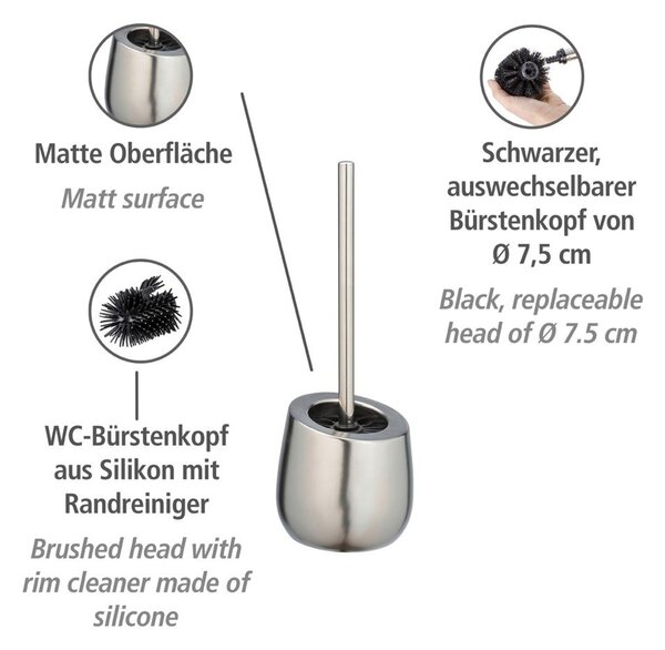 Szczotka do WC ceramiczna w kolorze matowego srebra Badi – Wenko